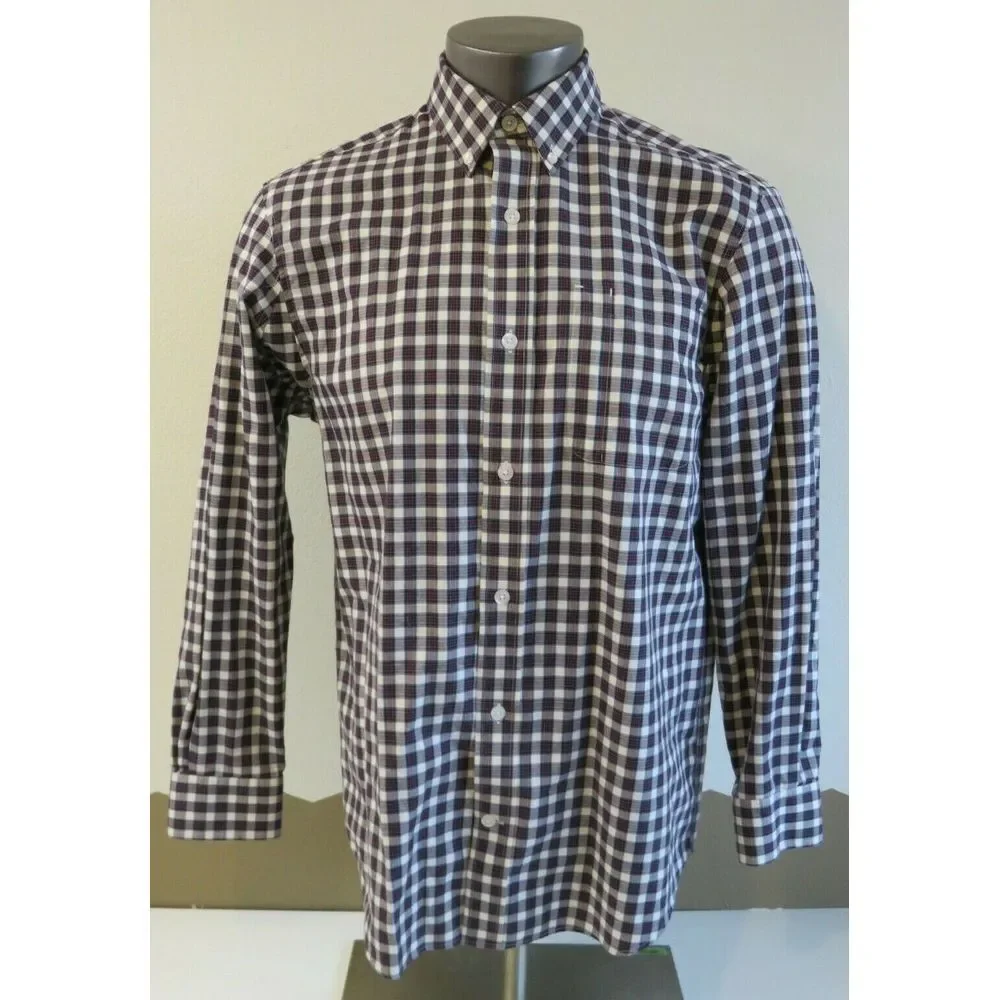 Mens Duluth Trading Long Sleeve Button Front Plaid Shirt Size M Plaid Blue White